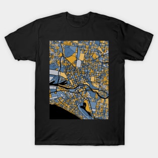 Melbourne Map Pattern in Blue & Gold T-Shirt